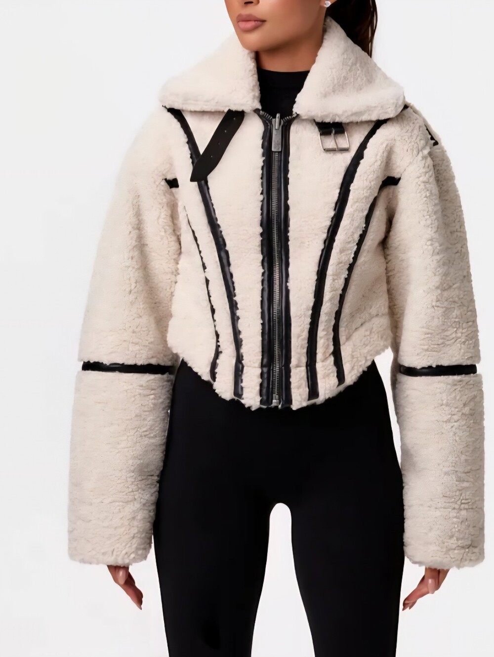 Naked Wardrobe Reversible Vegan Leather Sherpa Jacket